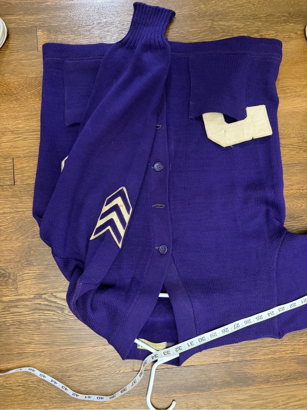 Vintage Purple Letterman Cardigan Sweater - Picture 7 of 8